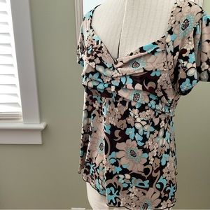 LAURA TEAL MUTI COLOUR FLORAL TOP
